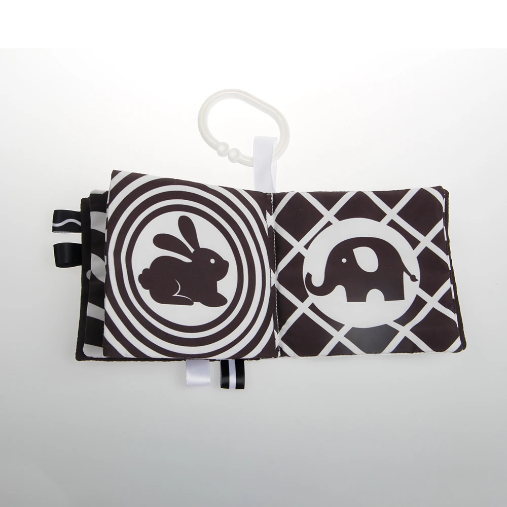 Tiktok Hot Customized Cute Educational Learning Toys Black&White Penguins And Kids Soft Cloth Book
