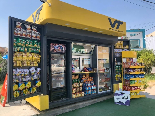Открытый пищевой киоск торговые киоски уличный магазин торговый центр в металлической рамке с системой солнечной