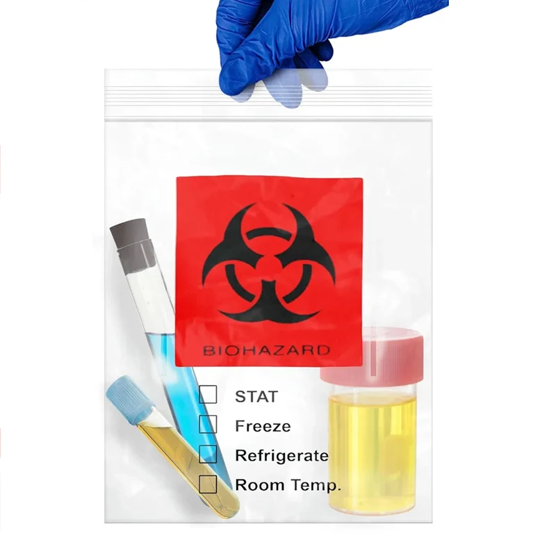 Factory Hospital Custom Disposal Eco-Friendly Plastic Medical 3 Layers 4 Layers Zipper Biohazard Sample Specimen Bags