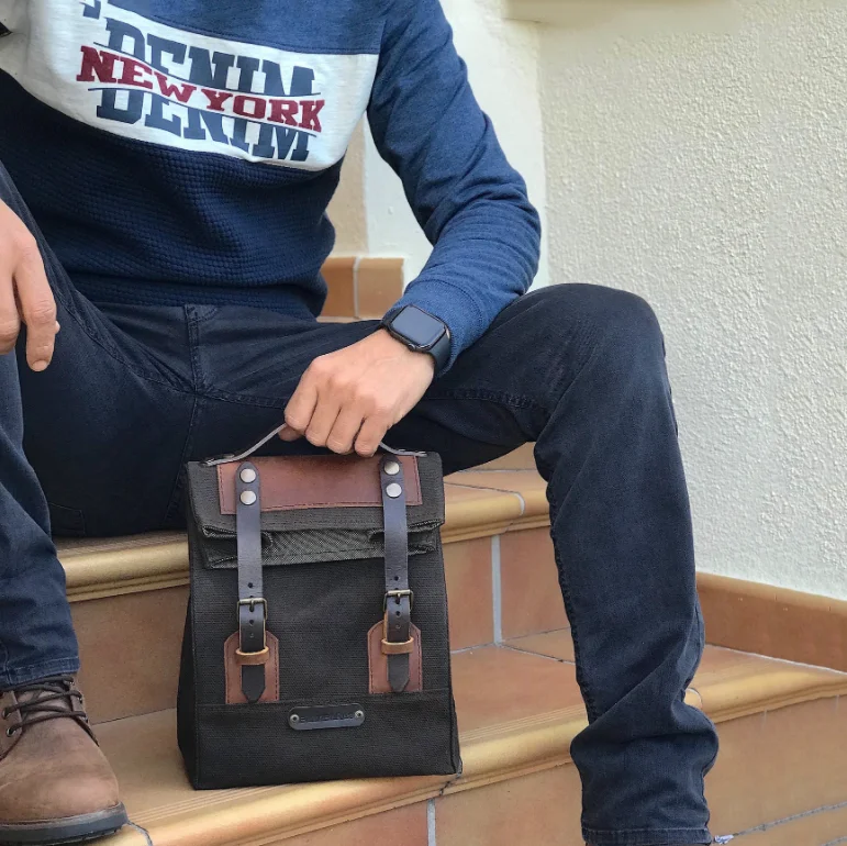 New Arrival Waxed Canvas Waterproof School Picnic Lunch Bag Insulated Cooler Bag