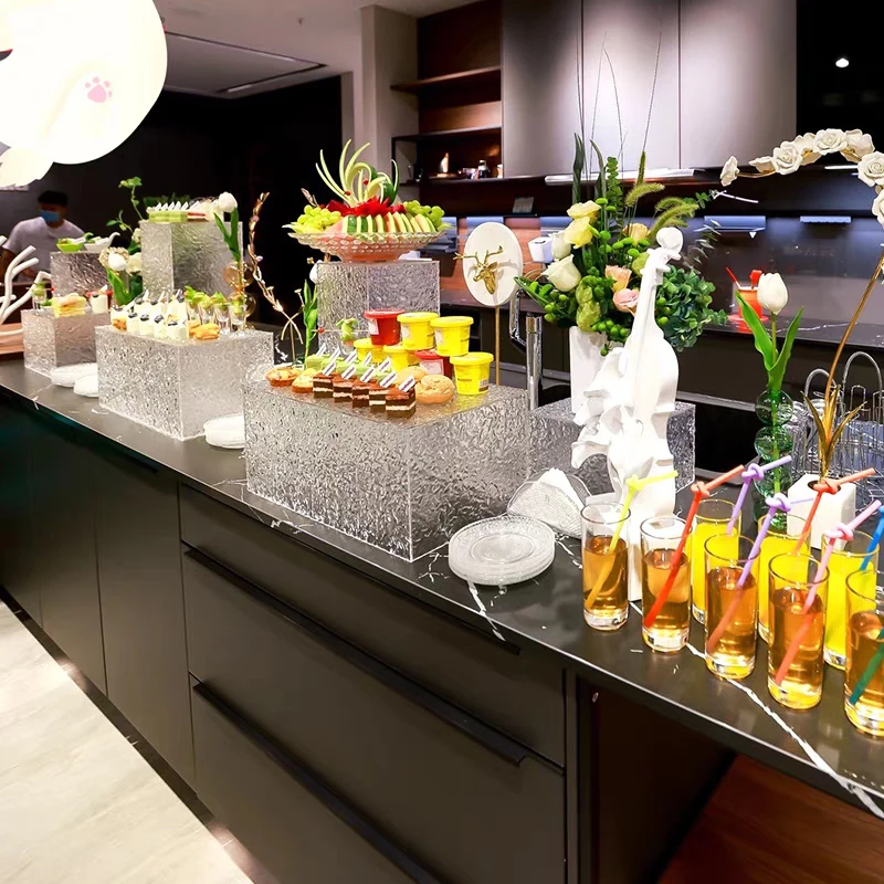 Custom Acrylic Riser Stand Buffet Table Food Display Stands Nesting Dessert Risers Cube Lucite Display Box for Wedding