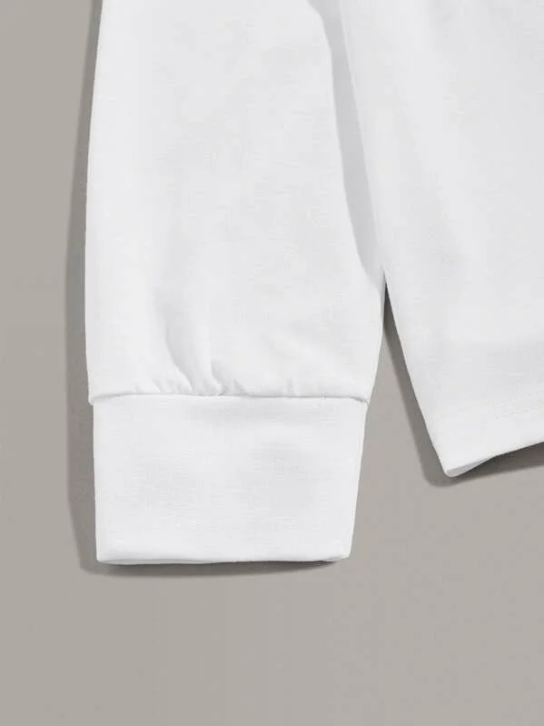 MGOO OEM 95% Polyester White Panda Print Long Sleeve Casual Men T Shirt