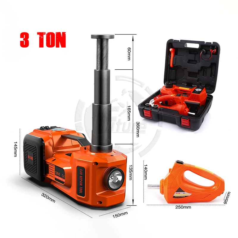 12V 3 Ton Electric High Lift Portable Car Repair Jacks With Electric Impact Wrench For Various Cars