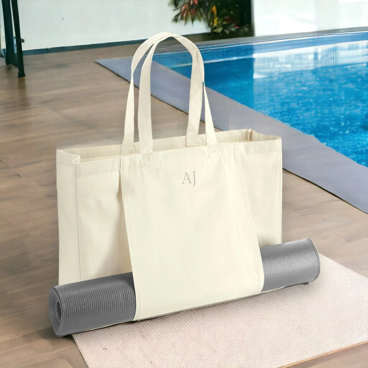 Personalised Monogram Yoga Bag tote Bag Pilates Organic Yoga Mat holder