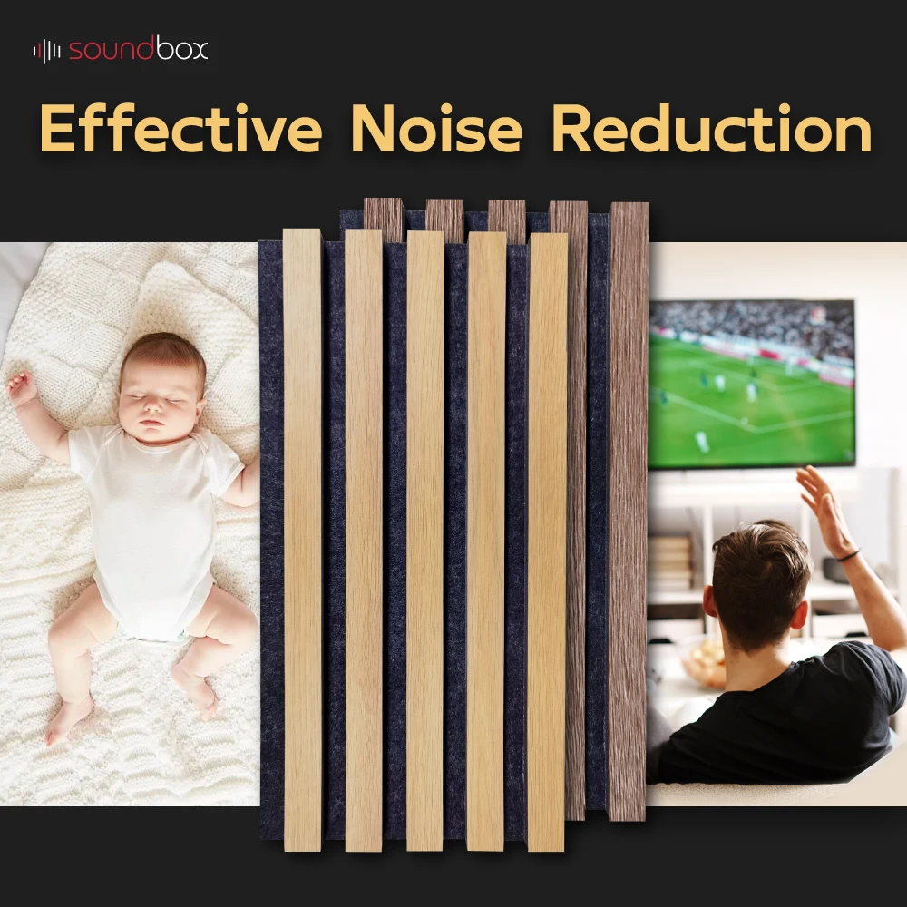 Soundbox pet 24mm biz hexagon wood fiber melamine fabric track for acoustic panel sound proof