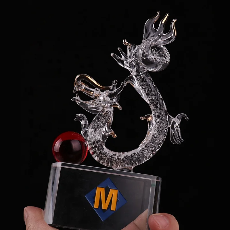 Custom Design High Quality Crystal Dragon Ball Boat Trophy With Engraving Logo Base