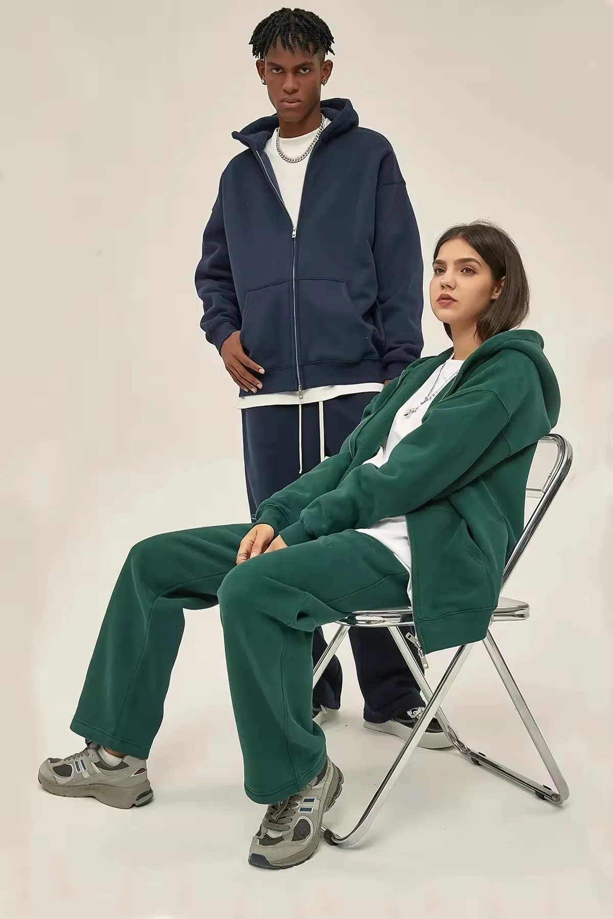 2024 New Arrival Comfortable Fleece Blank Tracksuit Men Baggy Windproof  Zipper Tracksuit Unisex