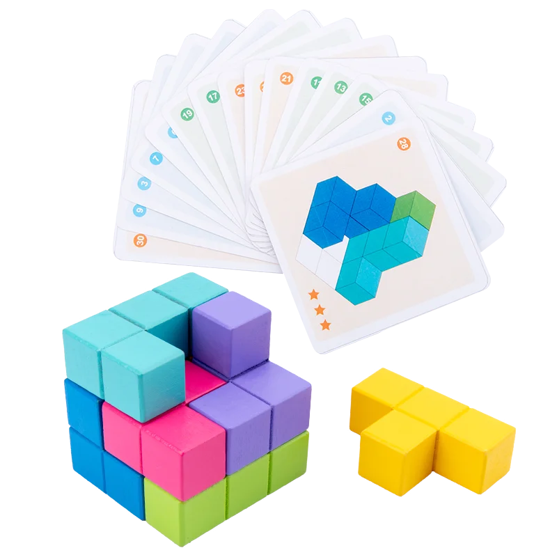 
Kids Play Cube Early Education Wooden 3D Cube Game Puzzle Toy Spatial imagination Intelligence toy 
