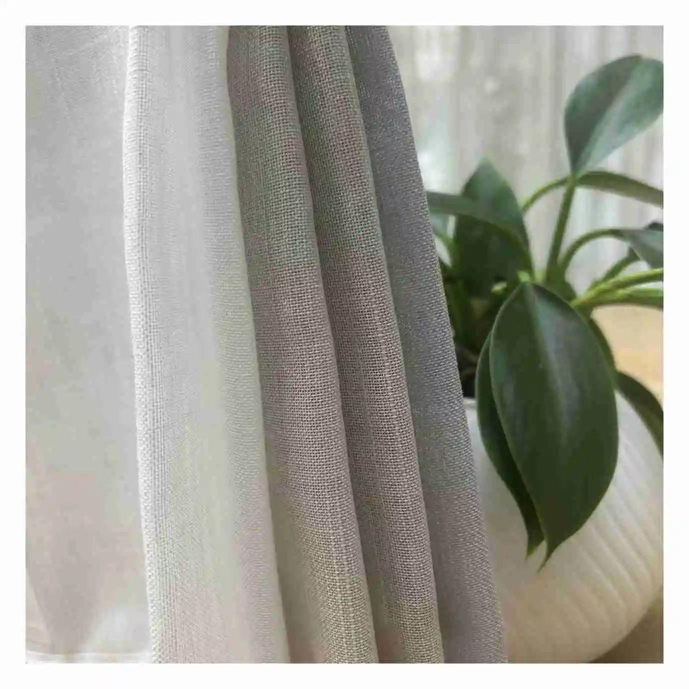 CC-23-1100 Hot Sale Wide Width Polyester Sheer Curtain Fabric Voile Flame Slub Design For Living Room