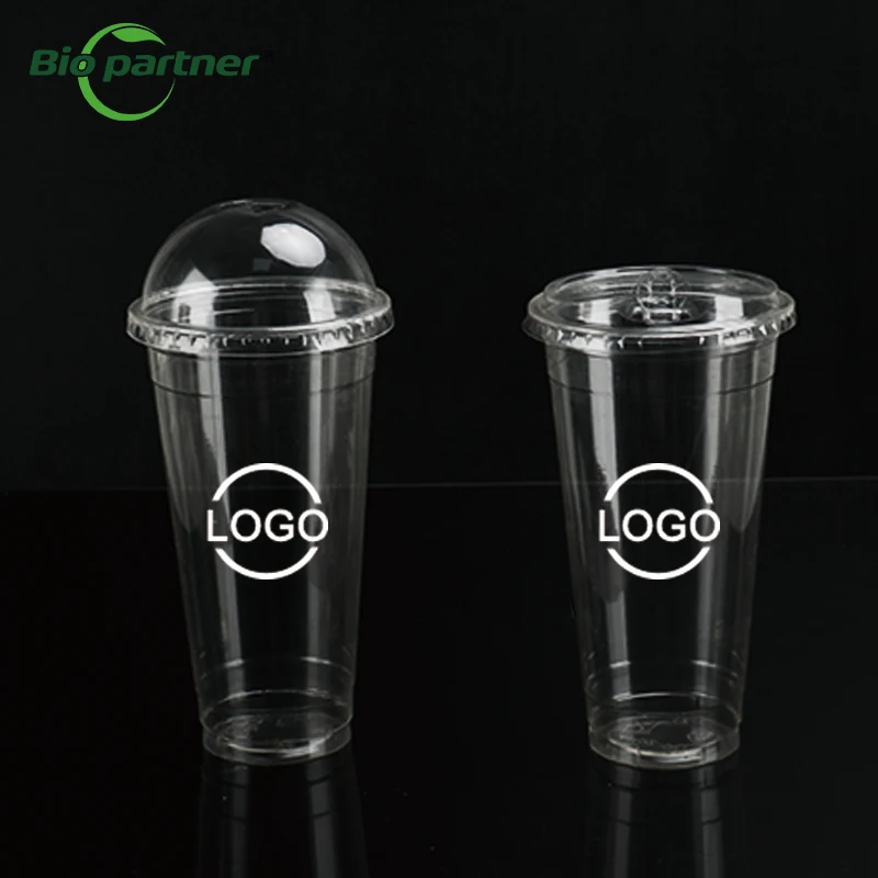 Custom OEM/ODM Printing 100% Biodegradable Eco Friendly Clear PLA Plastic Cold Drink Juice 9 16 oz Cup Disposable with lids