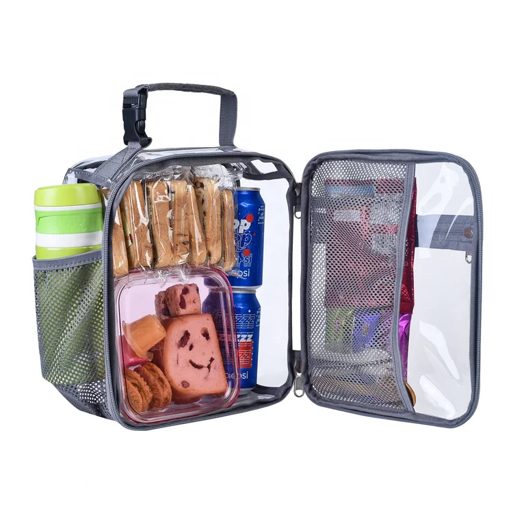 waterproof transparent PVC lunch snack organizer pouch customized logo clear PVC portable lunch box bags