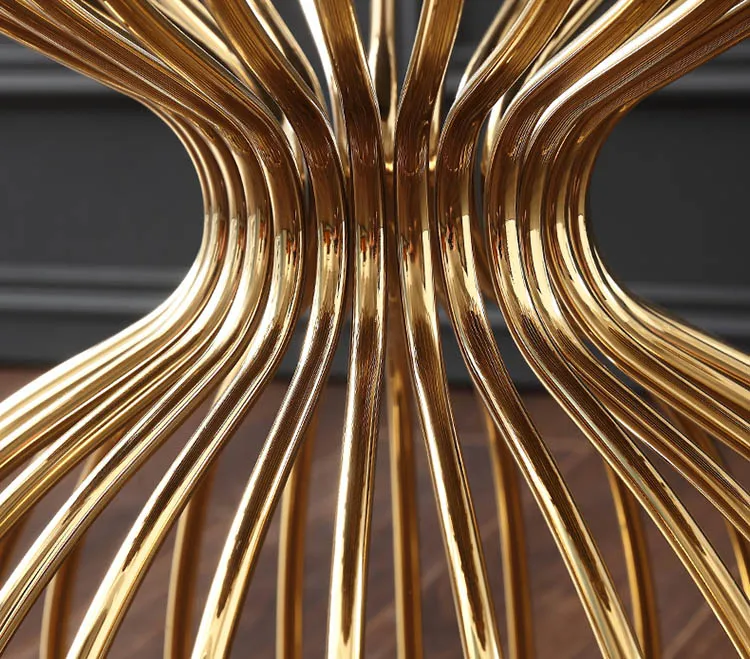 
Hotel Living Room Furniture Rose Gold Stainless Steel Frame Round Wire Side Table End Table 