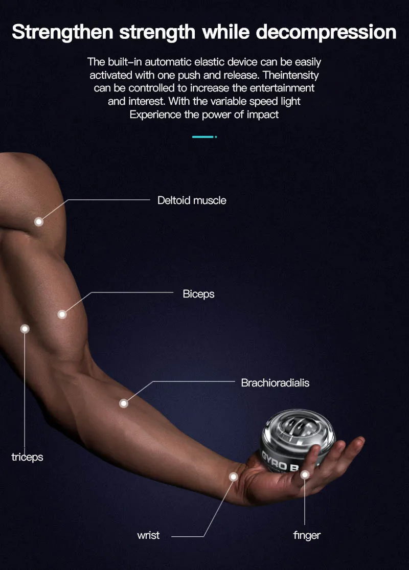 Gyro ball hand power wrist arm exerciser exercise gyroball equipment human gyroscope wrist and strength exerciser machine