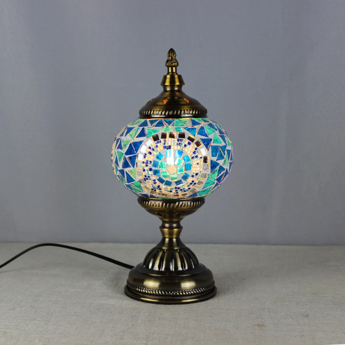 Turkish Mosaic table lamp  Turkish brass living room color glass luxury table lamp