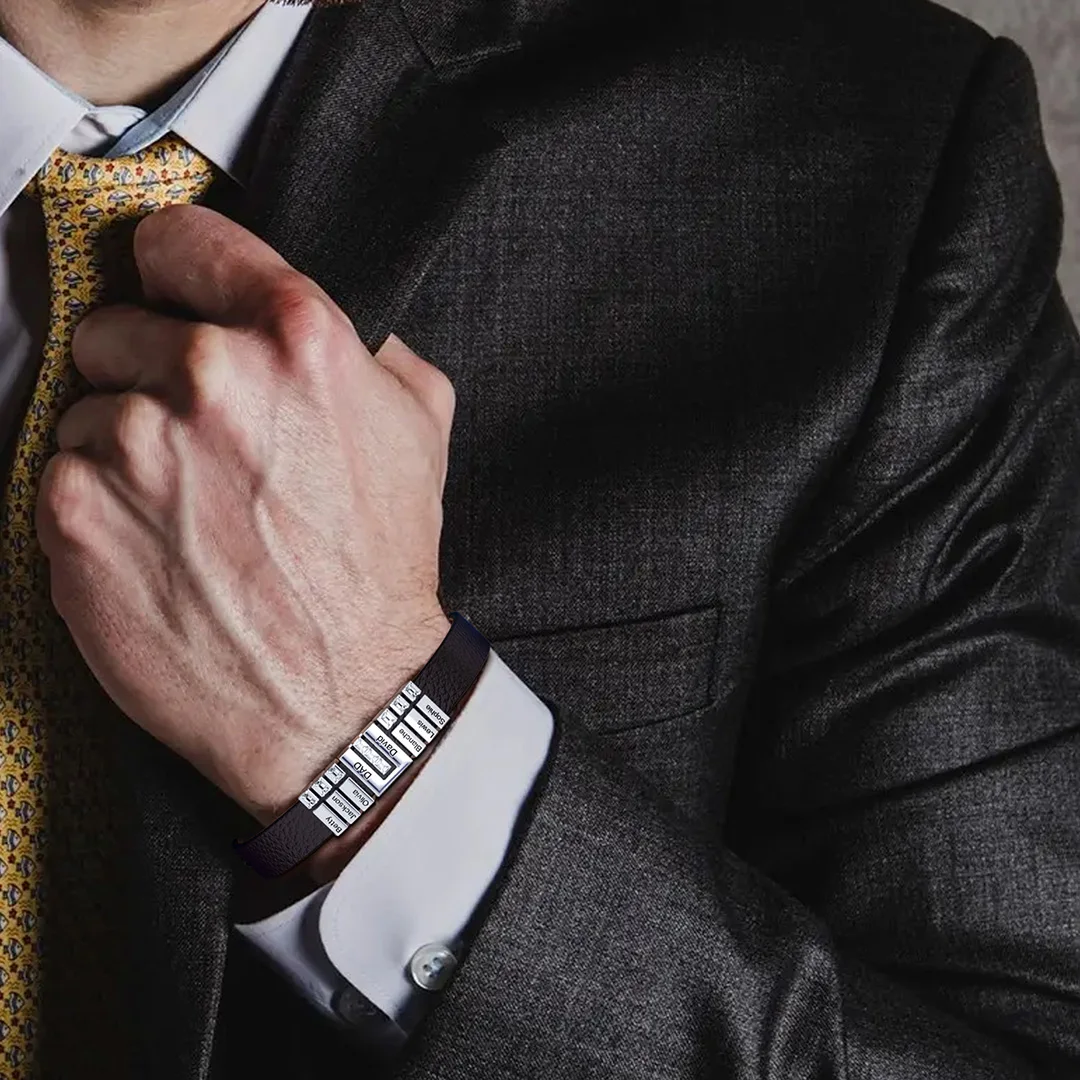 Wholesale Father Day Gift 2024 Jewelry Men Bracelet With Beads For Name Engraving