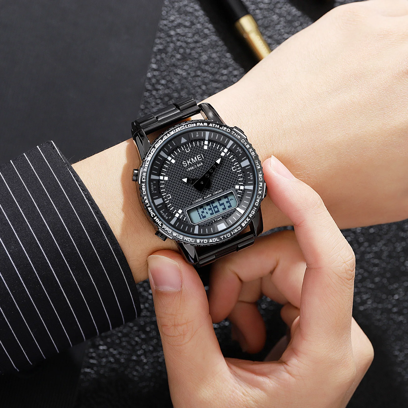 New Men Watch Gold Skmei 1898 Best Brand Watches Factory Manufacture Luxury Wristwatch Male Clock Dual Time