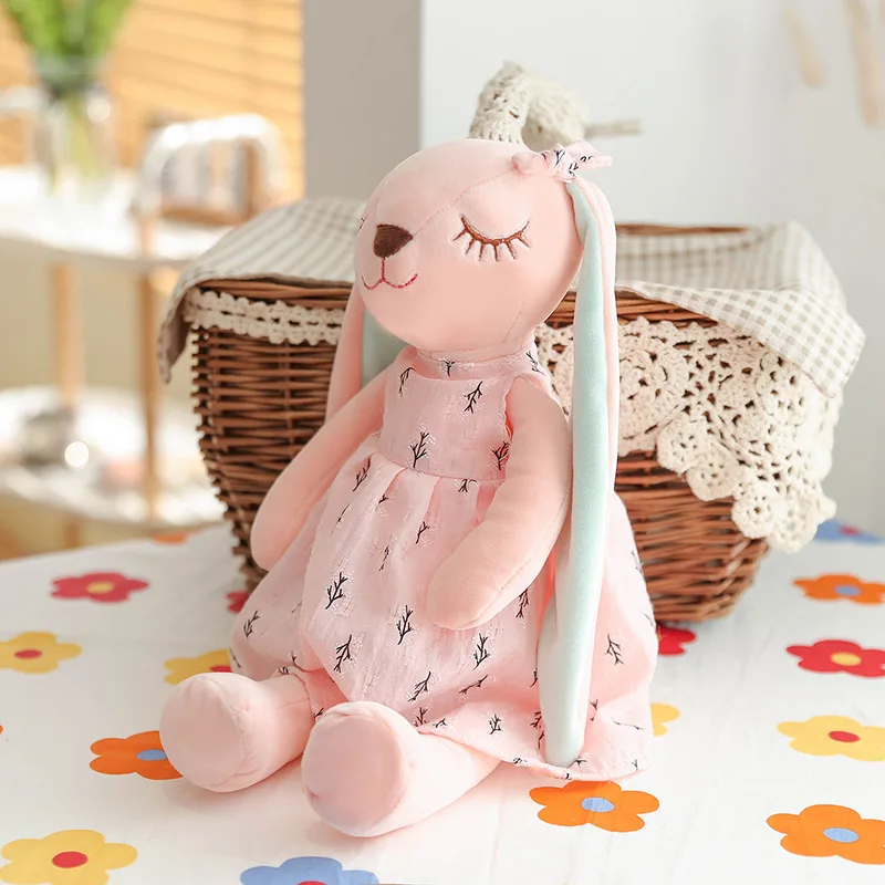 35cm 45cm Hot Sale Cute Kawaii Cartoon Long-eared Bunny Doll Baby Soft Plush Toy Children Rabbit Sleeping Stuffed Animal Toy
