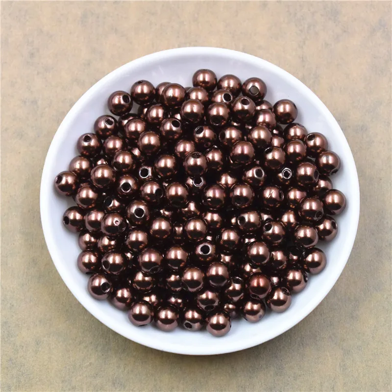 Yellow ABS With Hole Imitation Pearls Round Glue on Loose Beads Garment Handmade DIY for Jewelry Making Accessories