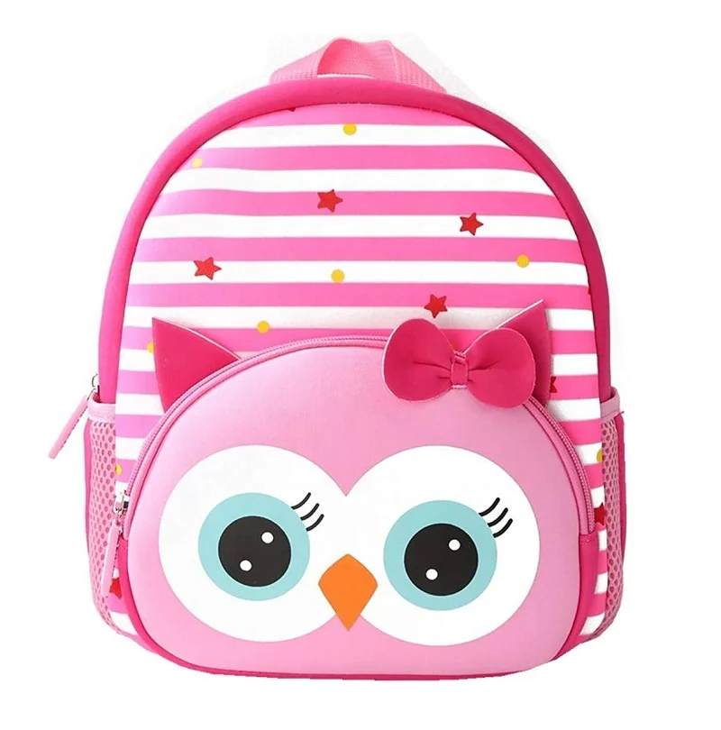 Girls Back Bags 3D Cute Cartoon Bird Neoprene Kindergarten School Bag Backpacks for School Children Cotton Waterproof Polyester
