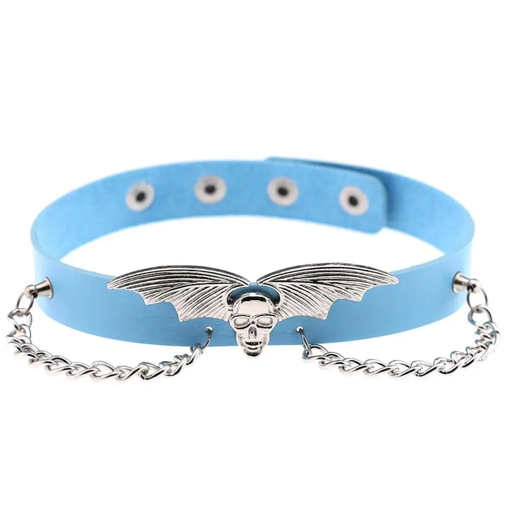 
Wholesale and retail creative custom exaggerated bat wing vampire chain leather necklace Halloween Christmas choker 