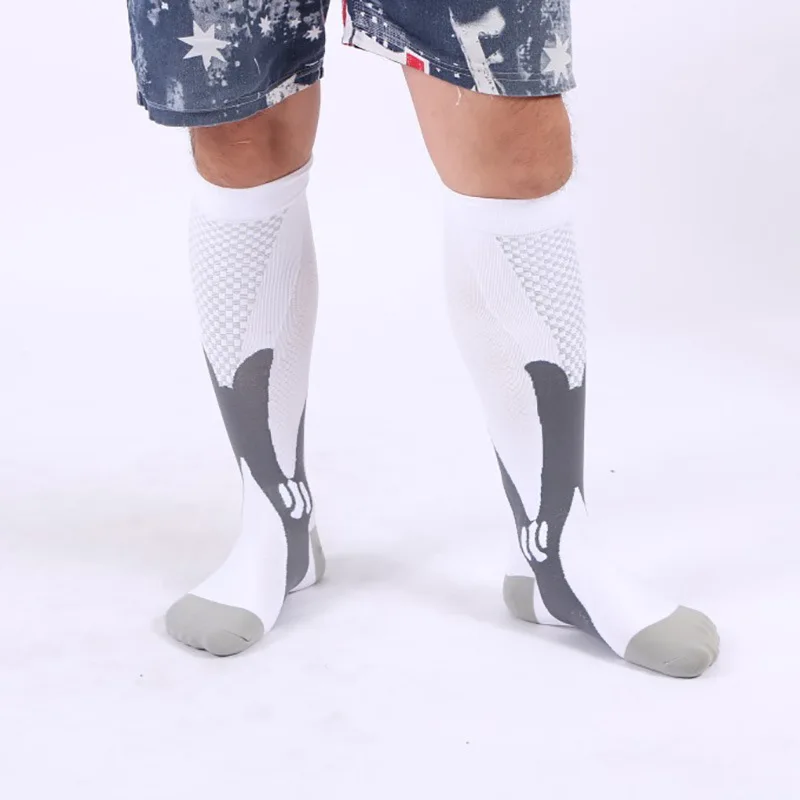 Sports Knee High Compression Socks Men Cycling Fitness Work-out Gym Running Football Soccer Custom Design Socks