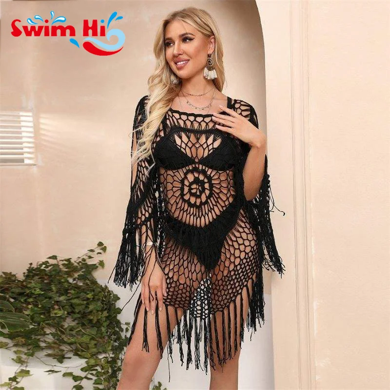 Beach Dresses Crochet Knit Cover Up Beach Dress Summer Holiday Fashion Sexy Dress
