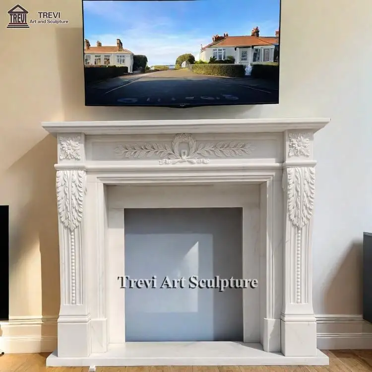 Customized High-quality Italian Carrara Marble Fireplace Mantel Wholesale