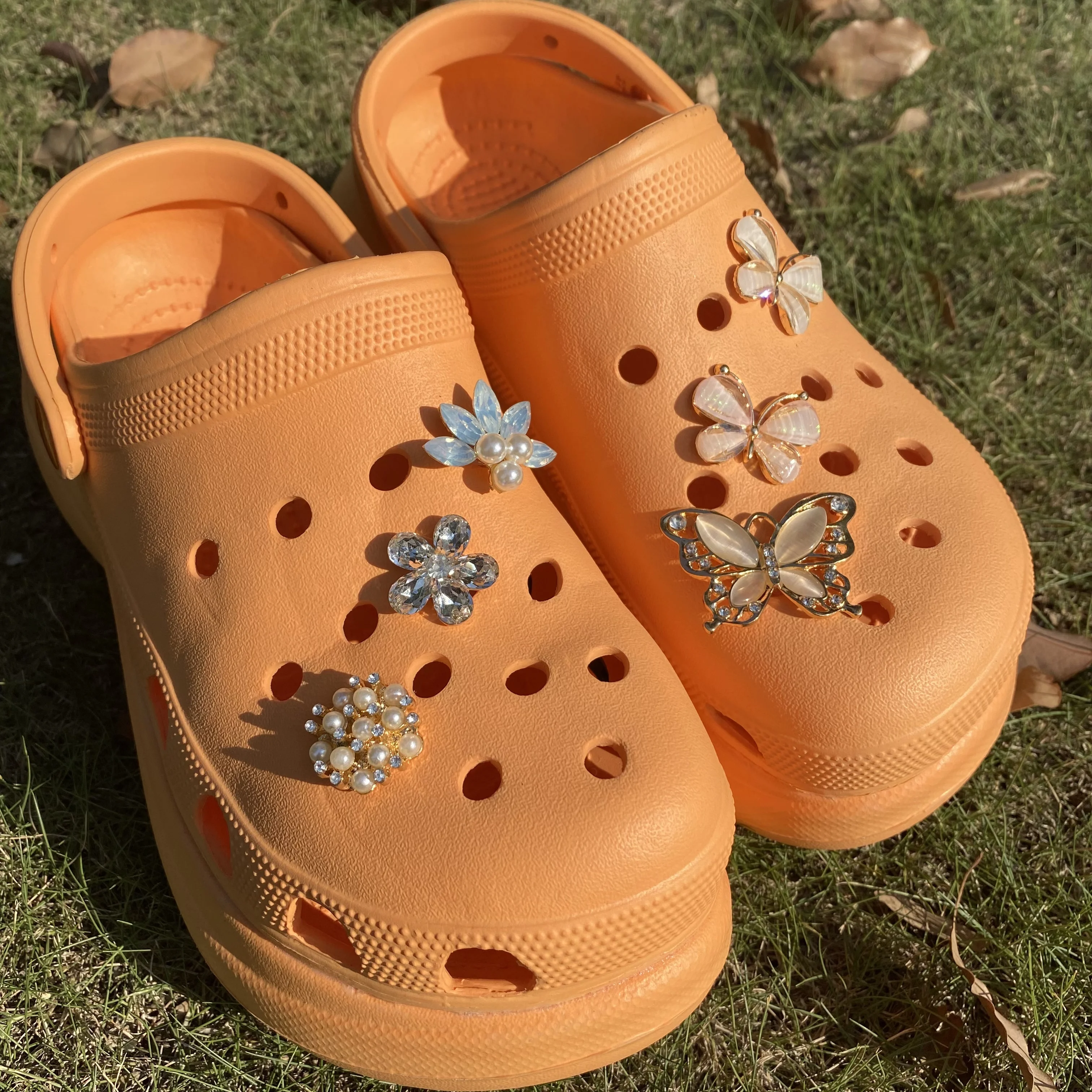 Wholesale Luxury Bling Croc Charms Metal Designer Charms Diamond Shoe Charms Decoration