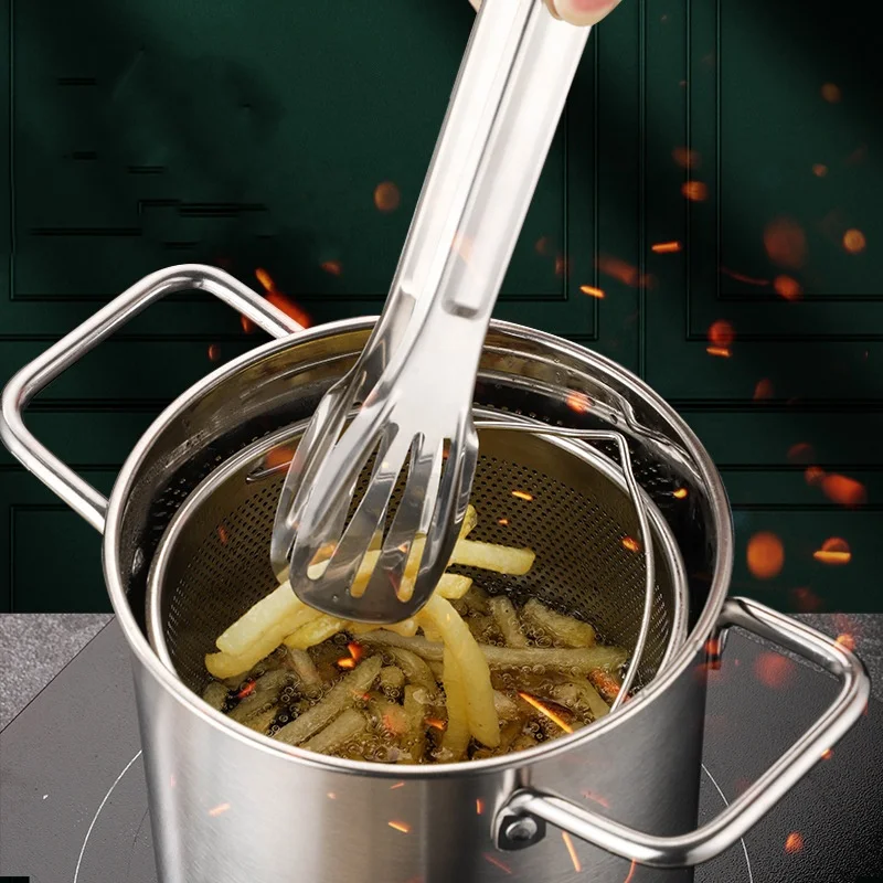 Fried chicken fryer pot french chip fries pasta strainer basket asparagus 304 steelnees steel fry tempura frying pot