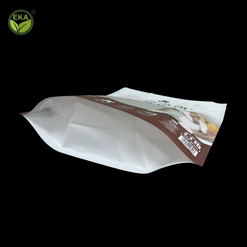 Minlee Keep Fresh Plastic Sealable Retail Custom Logo White Clear Pet Hay Food Packaging Stand Up Ziplock Plastic Bag