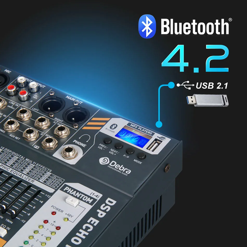 Pro Sound Powered Mixer 6 Channel Karaoke professional Multifunction audio mixer DJ console with DSP EFX
