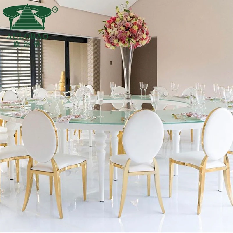 Reasonable price metal legs stainless steel frame half round dining table