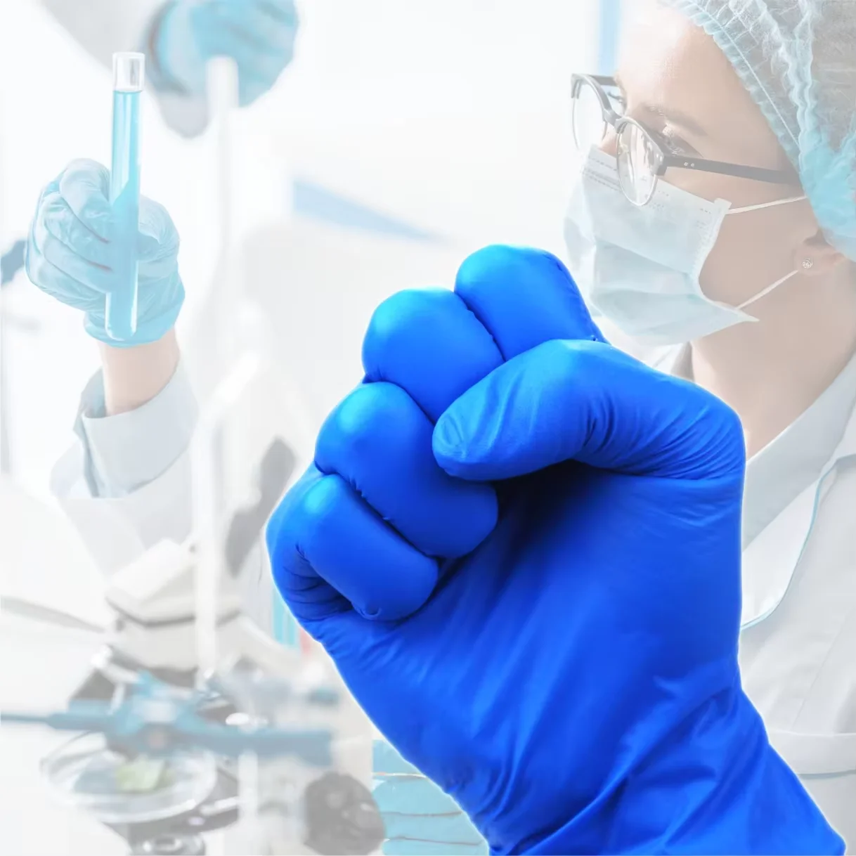 OEM ODM Disposable Gloves Nitrile Blue High Elasticity Powder-free English Protective Food Rubber Latex Nitrile Gloves