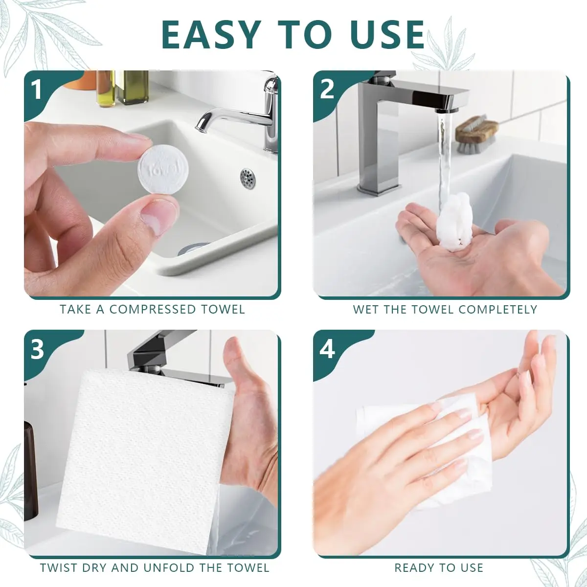100 Pieces eco-friendly compressed rayon wipes compressed wipes tablet wipes compressed towel disposable towels