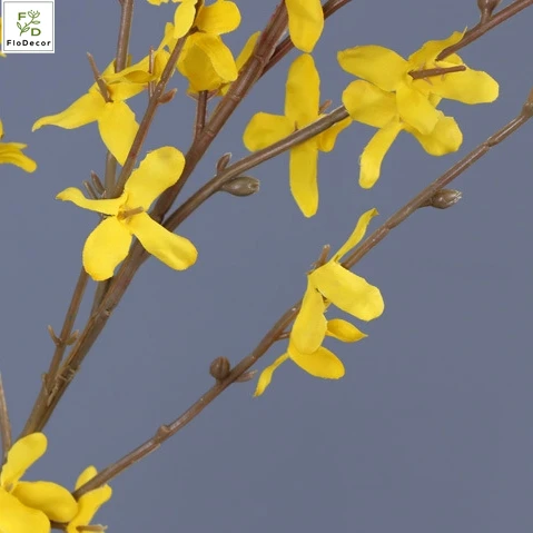 Hot Sale Artificial Spring Forsythia Flower Silk Winter Jasmine Yellow Flowers For Indoor Outdoor Decoration Home Table Decor