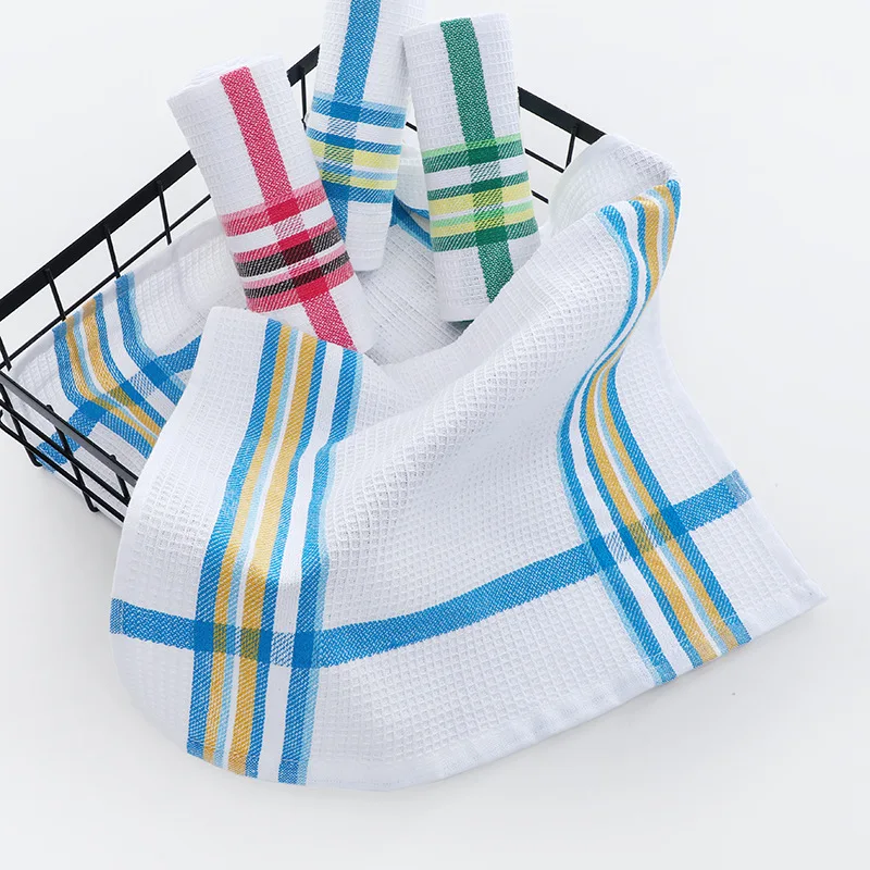 38*64 cm 55 gram/piece check stock ready cotton terry tea waffle woven cloth cleaning kitchen dish towels