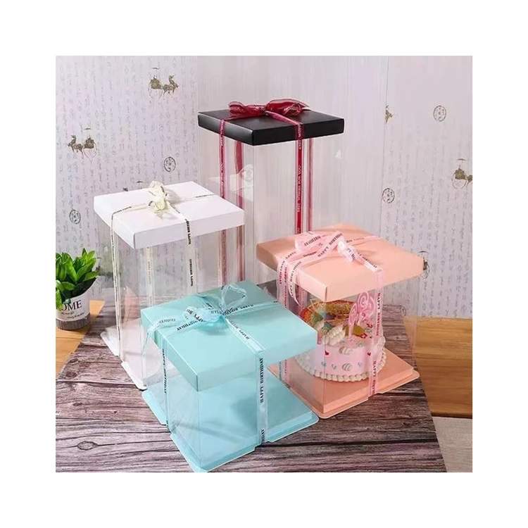 Accept Customized Matt Lamination And Varnishing Art Paper Large Clear Cake Box Packaging For Birthday