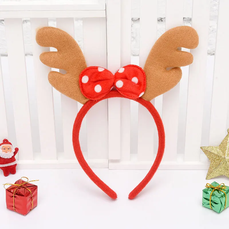 Linda Christmas Hair Clip Christmas Headband Headdress Accessories Hairpin Antlers Snowman Decoration Bowknot