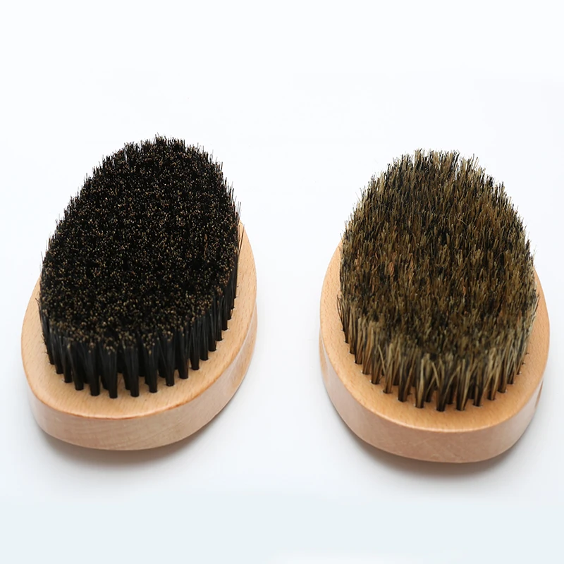 custom Luxury grain long handle hard boar bristle wooden cheap 360 curved wave beard hair brush