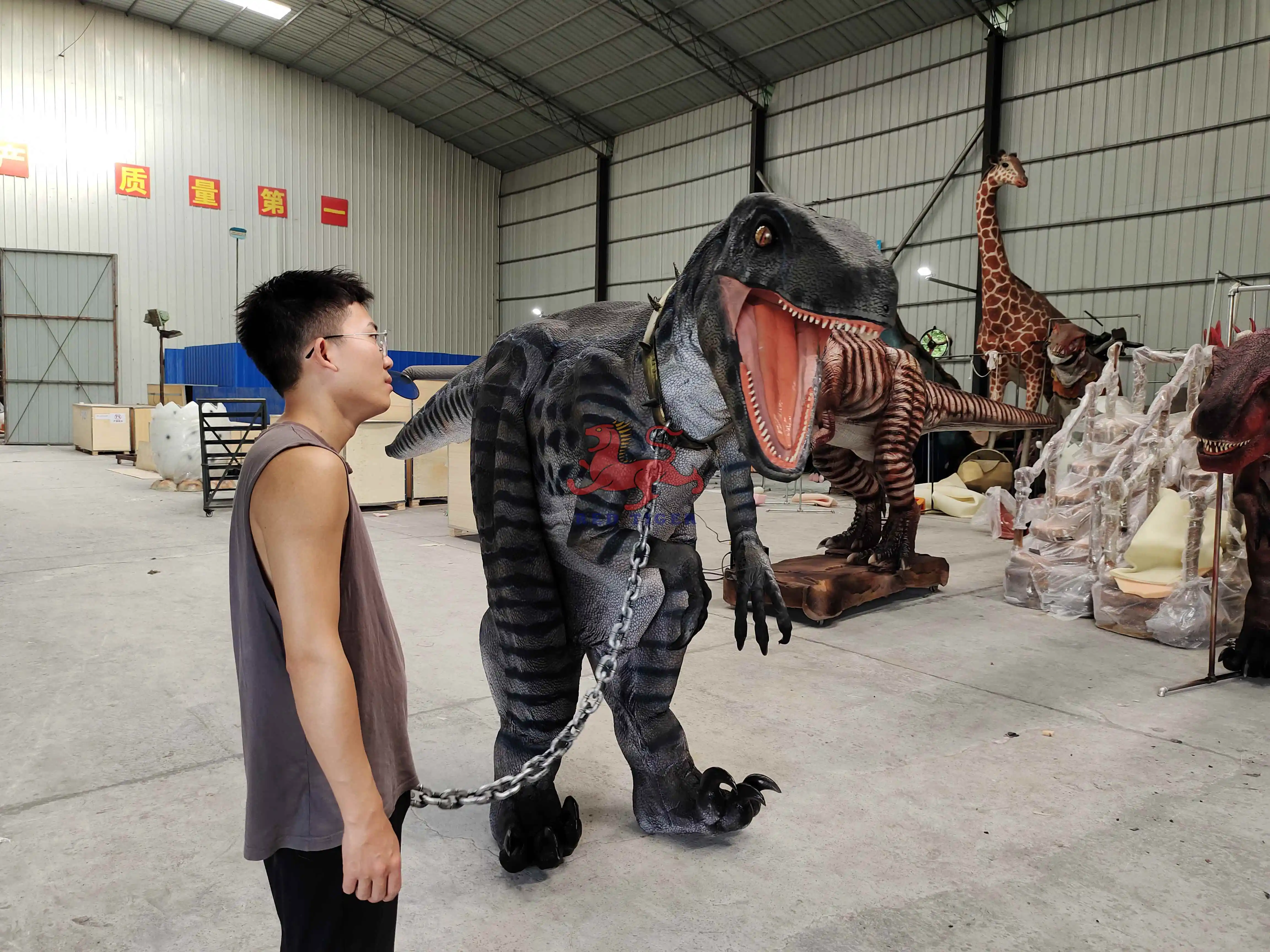 Hidden Legs High Quality Realistic Walking Velociraptor Dinosaur Costume