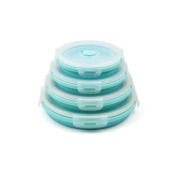 Silicone Reusable Lunch Box Benton Containers Microwave Oven Available Folding Bowl Set With Leak-proof Lid