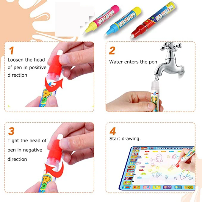 100 X 100 cm Extra Large Aqua Magic Doodle Mat Water Drawing Doodling Mat Coloring Mat for Kids