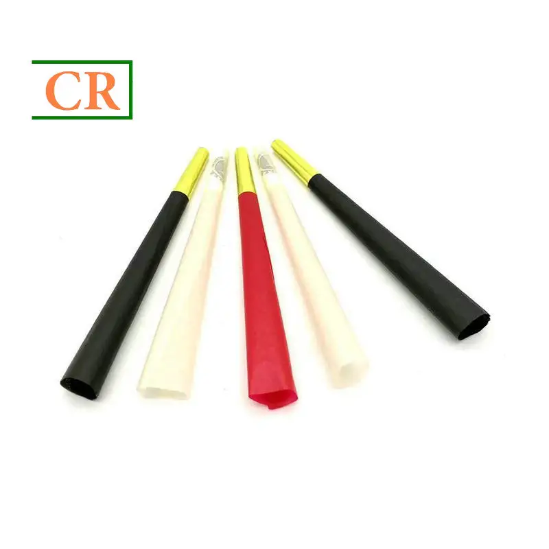 84mm/87mm Custom Prerolled Cone Rolling Paper with Gold Foil Filter/Tip and Transparent PET Box Packs