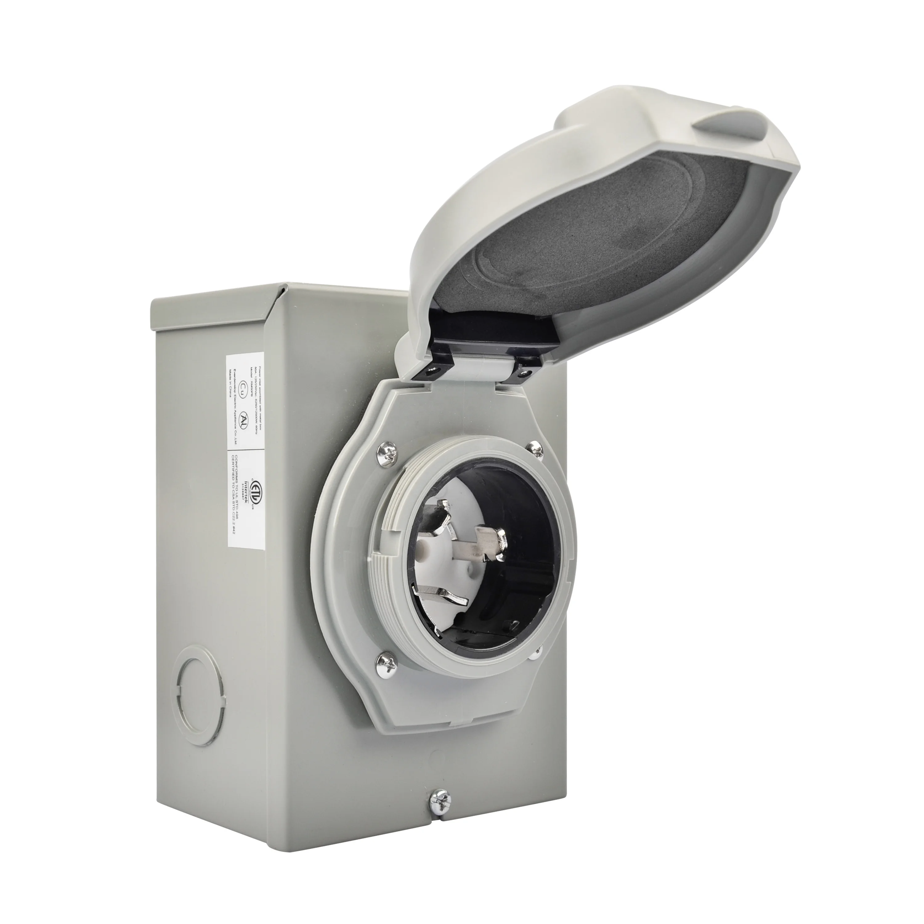 J 50 Amp SS2-50P Generator Power Inlet Box, NEMA 3R Power Inlet Box, Generator Plug for Outdoor Receptacle