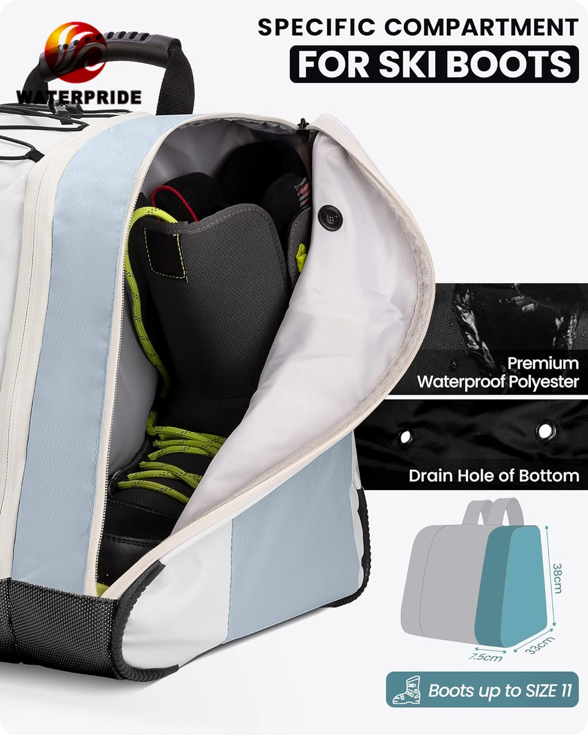 Custom 2023 snowboarding backpack ski boots bag with helmet outdoor 38L ski boot bag backpack