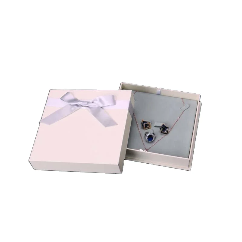 Custom white paper box necklace ring bracelet kids jewelry packaging box