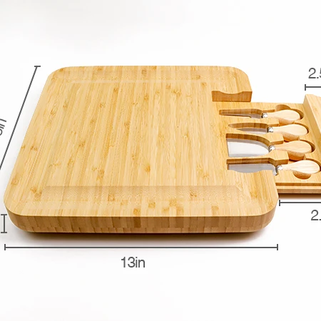 Набор из 4 ножей для сыра с бамбуковой доской Бамбуковая разделочная доска и колбасы