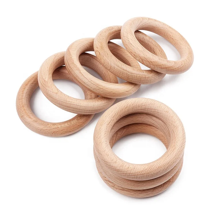 
Beech Wooden Rings Teethers DIY Necklace Pendant Baby Rattle Accessories Baby wooden teething ring 