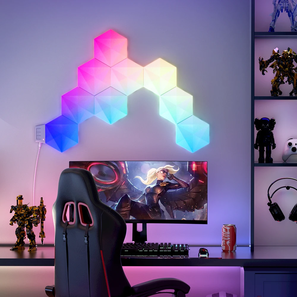 CL Lighting E-commerce Supplier Wholesale Rgb Magic Color Hexagon Led Wall Gaming Lights for a Gaming Room