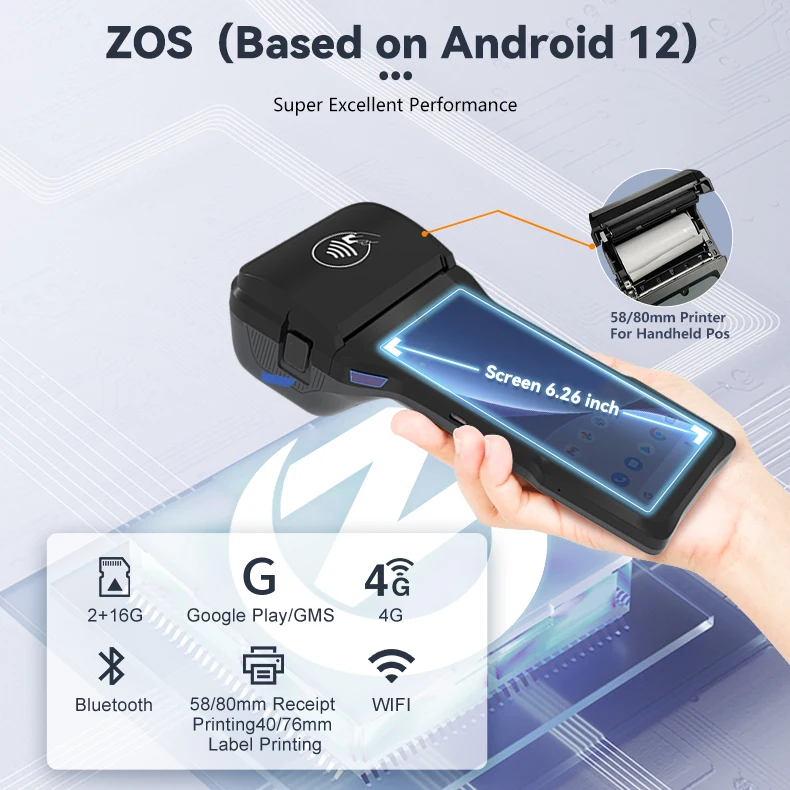 Wholesale Cheap Price Z93 6.26 Inch 4G Loyverse Pos Systems Handheld Android 12 Pos Tablet Cashier Pos Machine with NFC